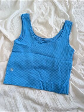 Blue Ribbed Tank Top by Athleta